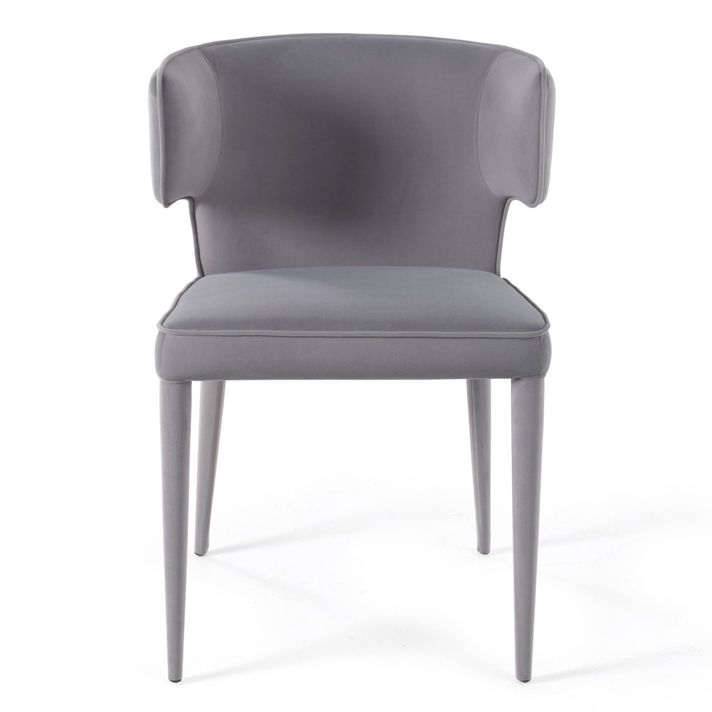Lucero - Modern Grey Velvet Arm Dining Chair. Picture 2