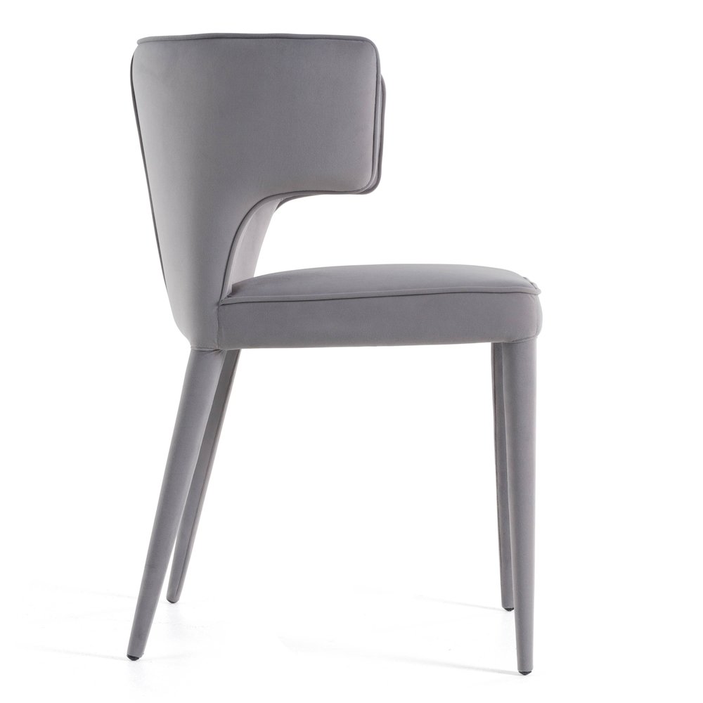 Lucero - Modern Grey Velvet Arm Dining Chair. Picture 4
