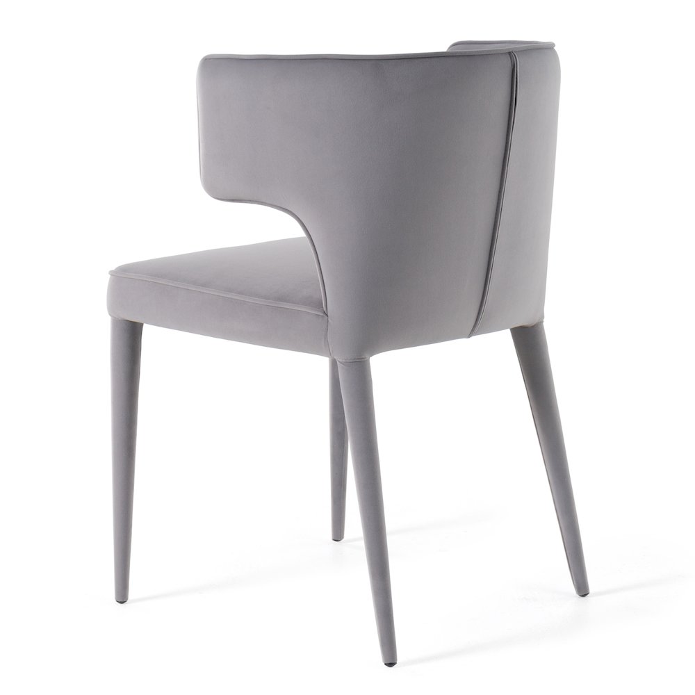 Lucero - Modern Grey Velvet Arm Dining Chair. Picture 6