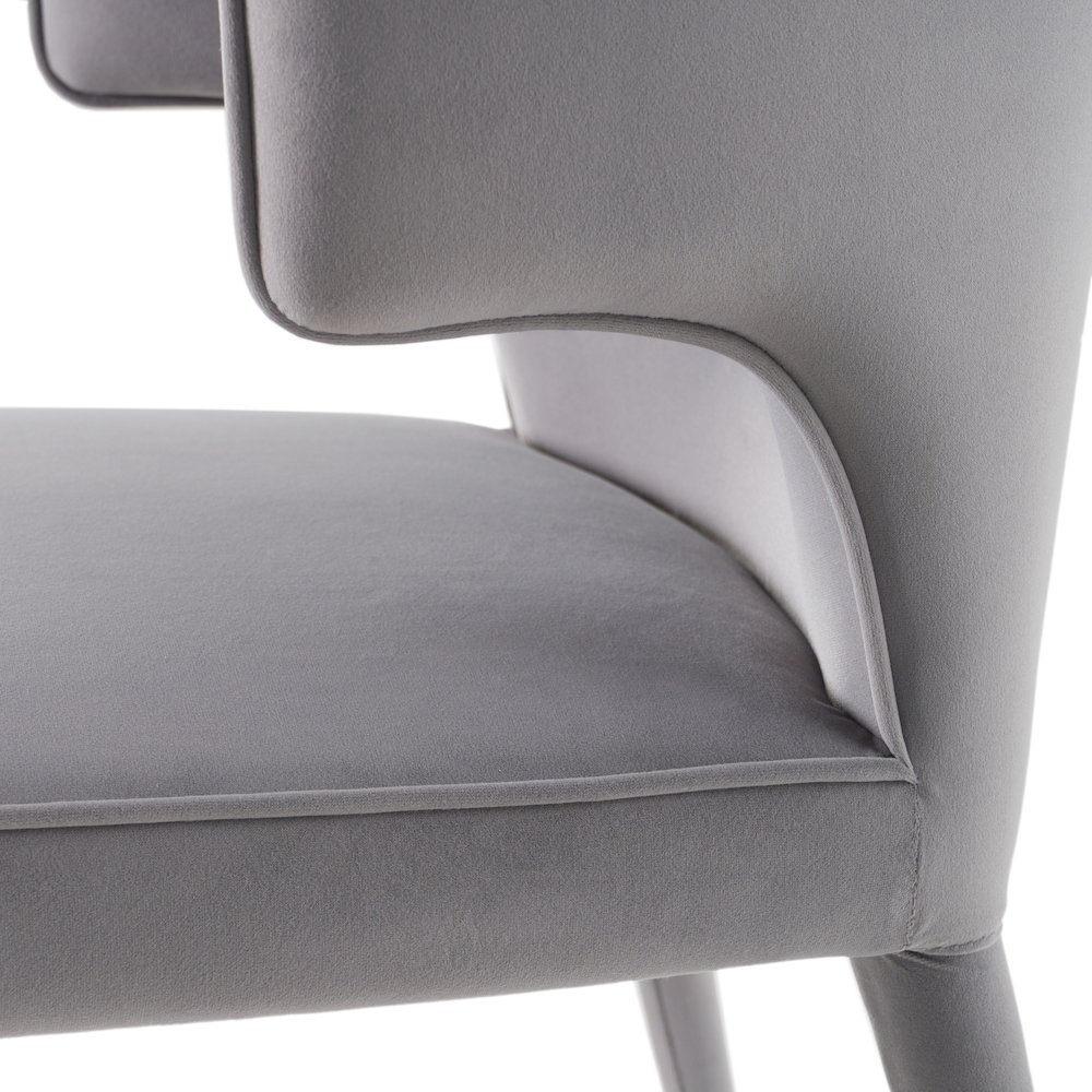 Lucero - Modern Grey Velvet Arm Dining Chair. Picture 8