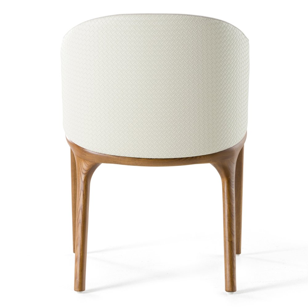 Modrest Lunde Cream Fabric and Walnut Arm Dining Chair. Picture 5
