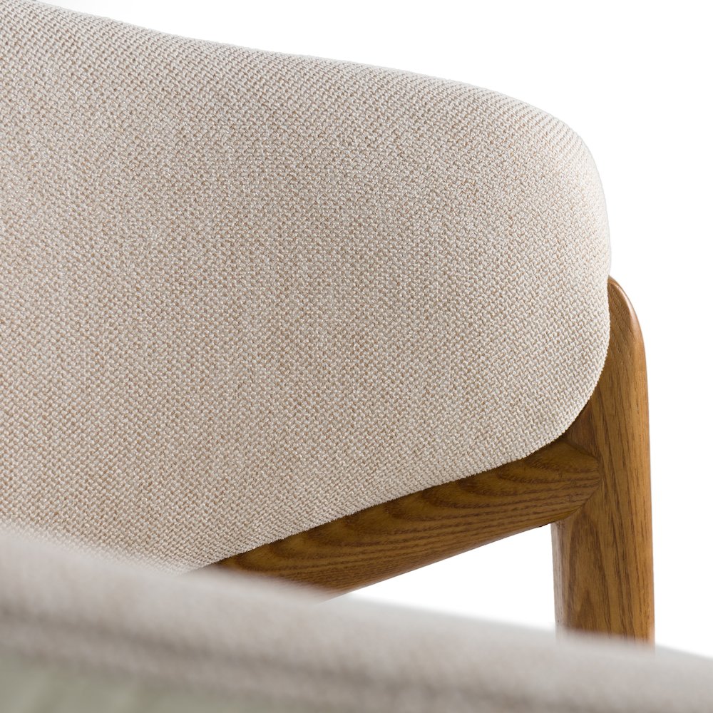 Modrest Lunde Cream Fabric and Walnut Arm Dining Chair. Picture 7