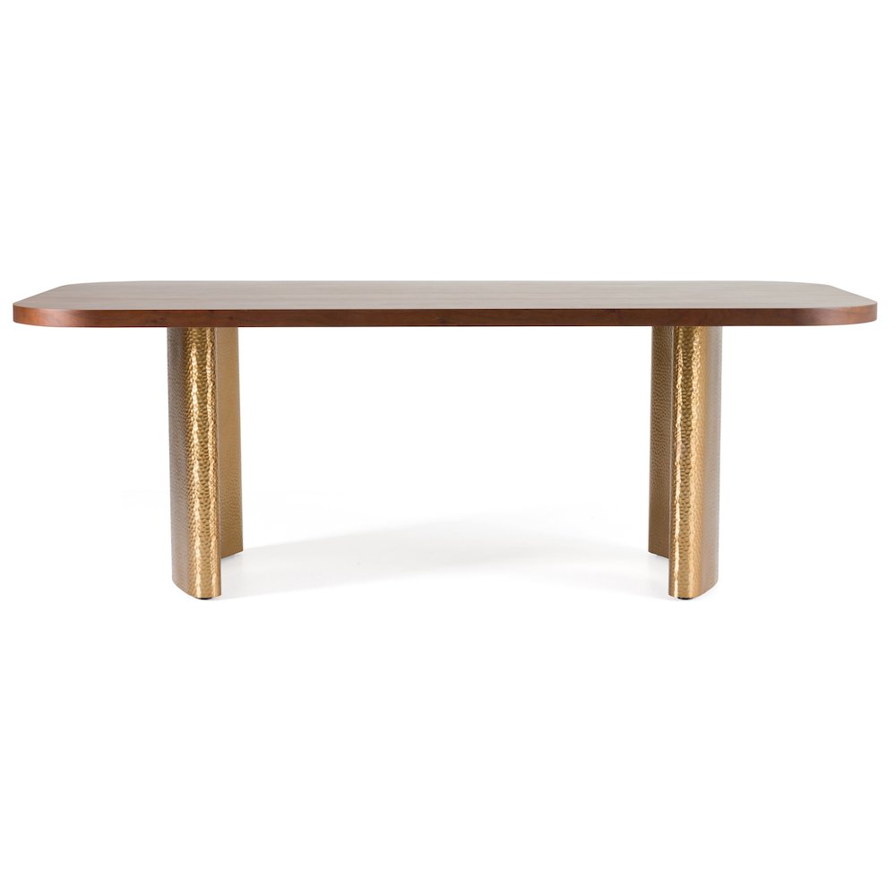Modrest Marjorie - Modern Walnut + Brushed Gold Rectangular Dining Table. Picture 1