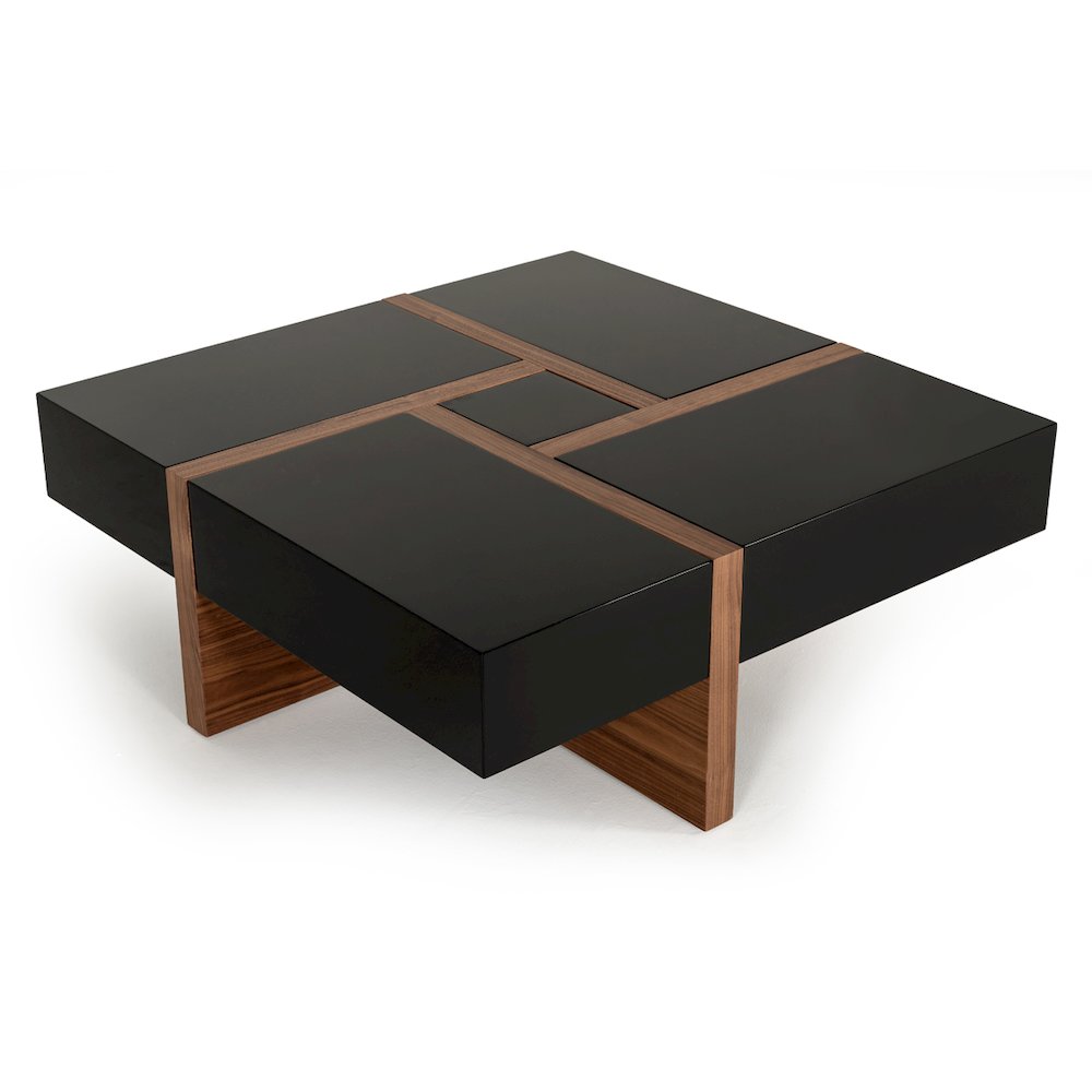 Modrest Makai Modern Black & Walnut Coffee Table. Picture 1