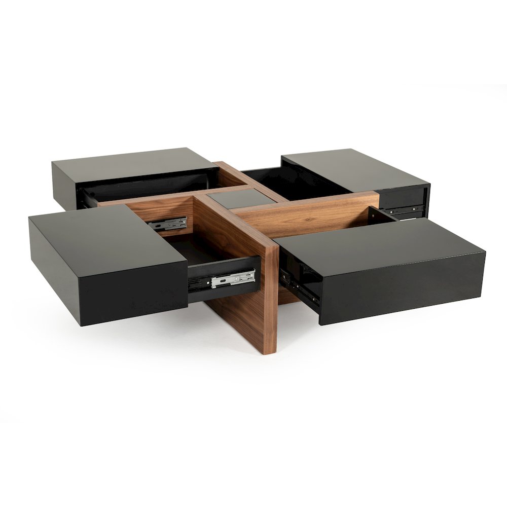 Modrest Makai Modern Black & Walnut Coffee Table. Picture 2