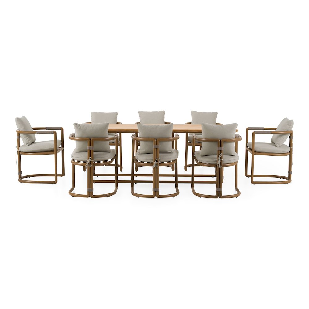 Malta - Outdoor Light Grey + Teak Dining Set. Picture 1
