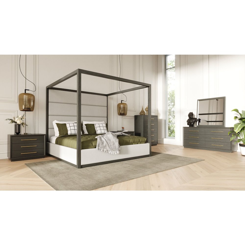 Modrest Manhattan- Contemporary Canopy Grey Eastern King Bedroom Set. Picture 1