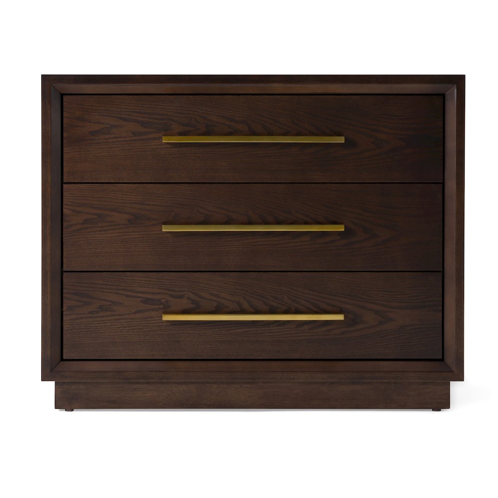 Modrest Manhattan - Contemporary Brown Oak and Gold Nightstand. Picture 1