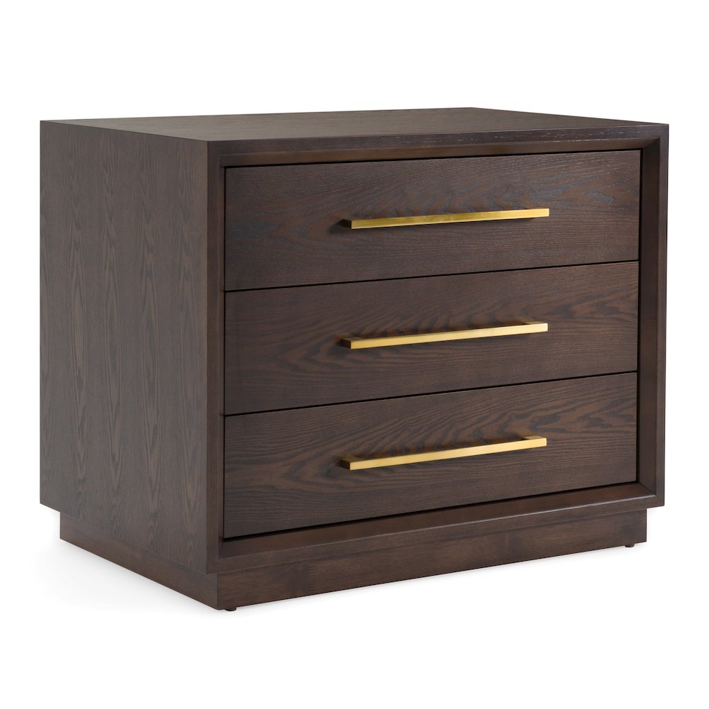 Modrest Manhattan - Contemporary Brown Oak and Gold Nightstand. Picture 9