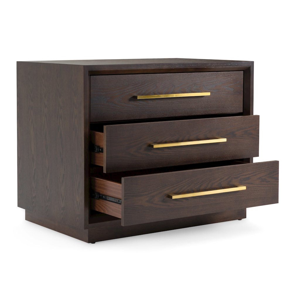Modrest Manhattan - Contemporary Brown Oak and Gold Nightstand. Picture 12