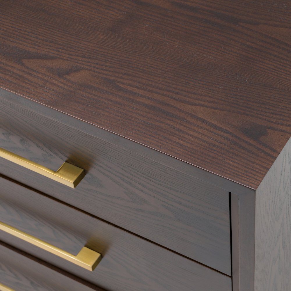 Modrest Manhattan - Contemporary Brown Oak and Gold Nightstand. Picture 13