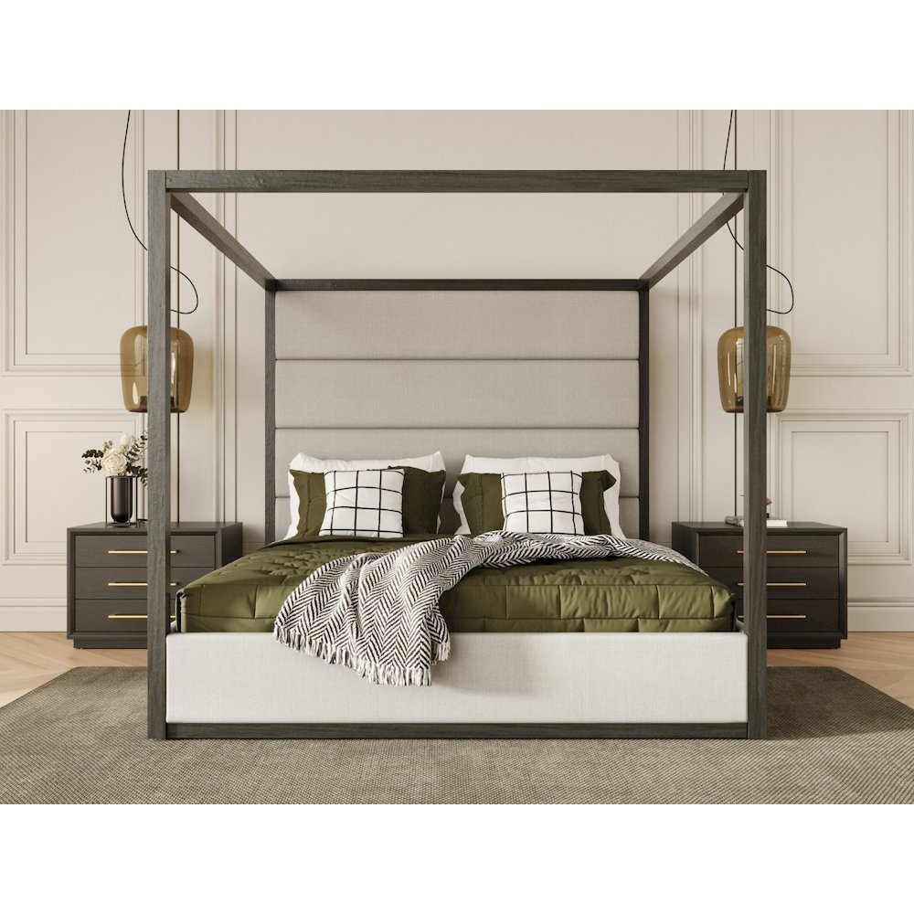 Manhattan - Contemporary Canopy Grey Bed -queen. Picture 4