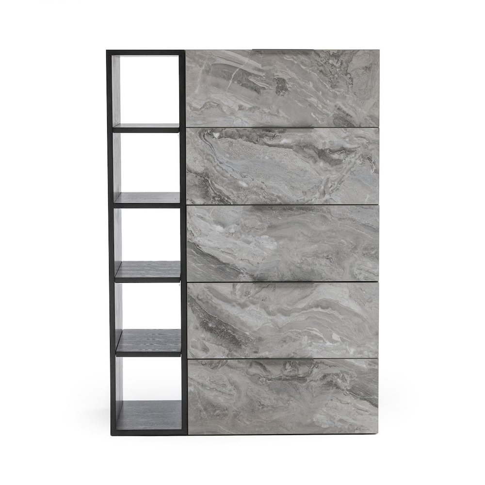 Nova Domus Maranello - Modern Grey Wash & Faux Marble Chest. Picture 1