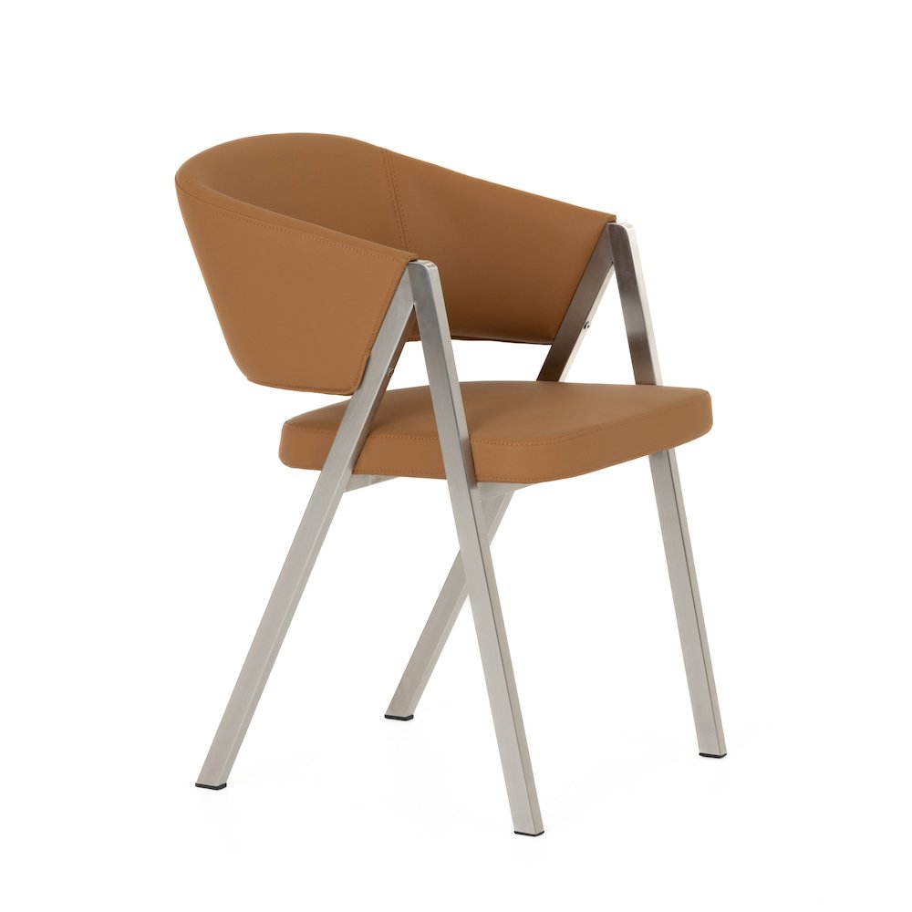 Modrest Marcus - Modern Camel Vegan Leather Dining Chair (Set of 2). Picture 4