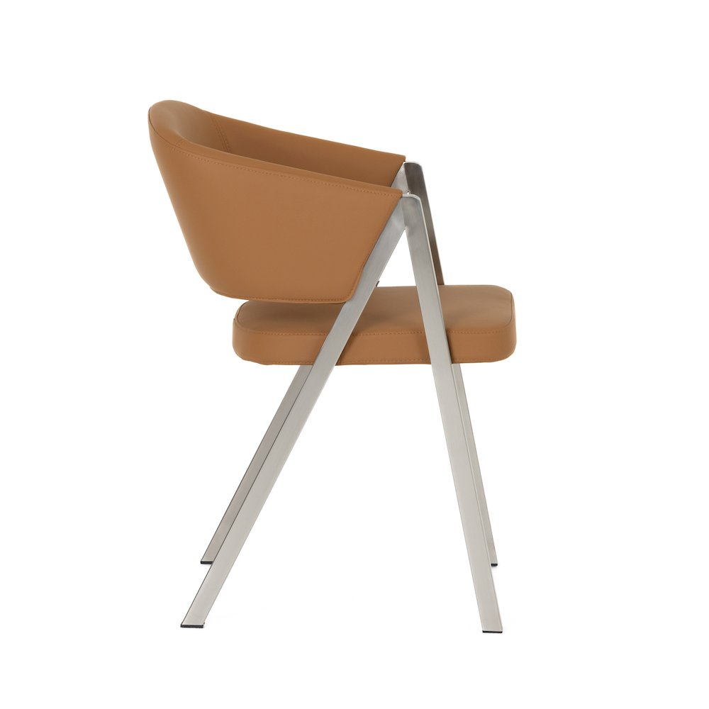 Modrest Marcus - Modern Camel Vegan Leather Dining Chair (Set of 2). Picture 5