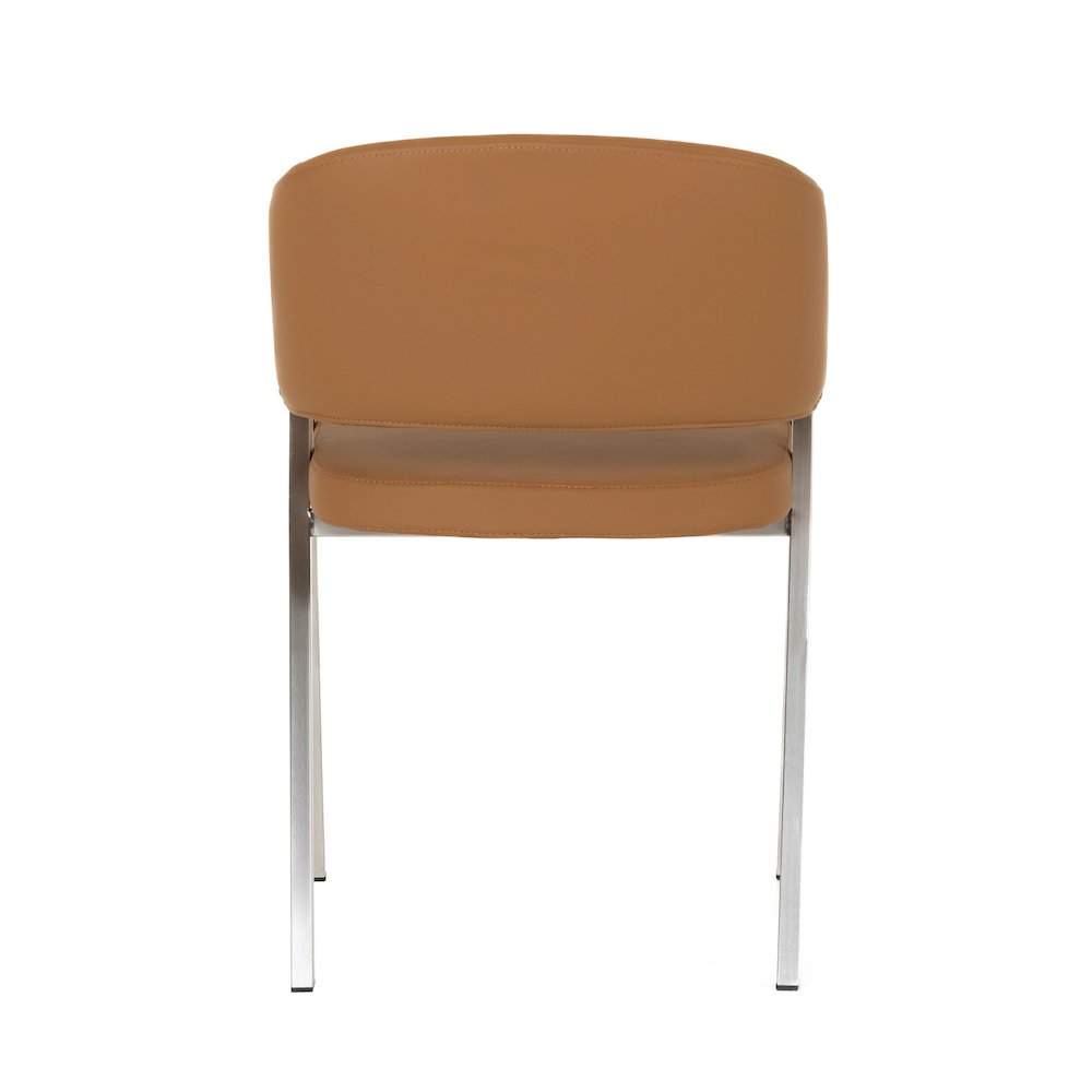 Modrest Marcus - Modern Camel Vegan Leather Dining Chair (Set of 2). Picture 6
