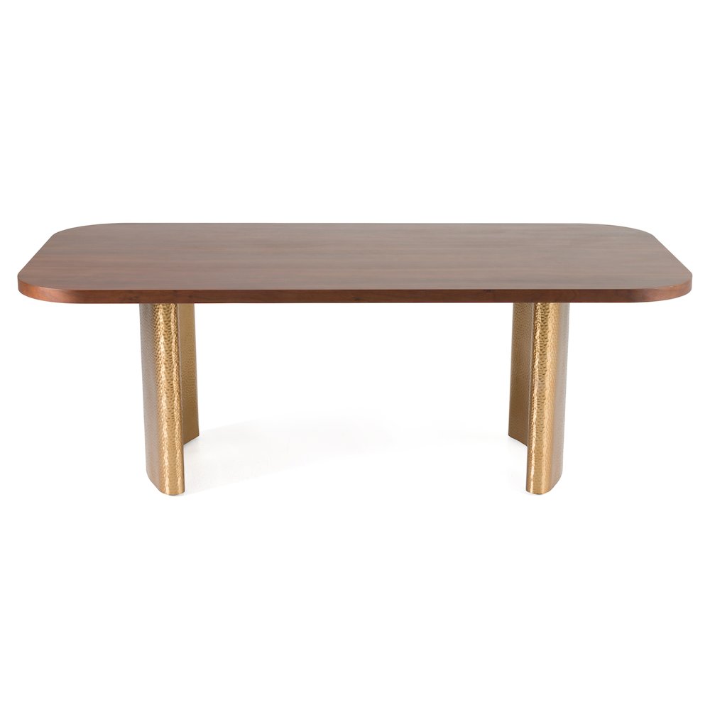 Modrest Marjorie - Modern Walnut + Brushed Gold Rectangular Dining Table. Picture 8