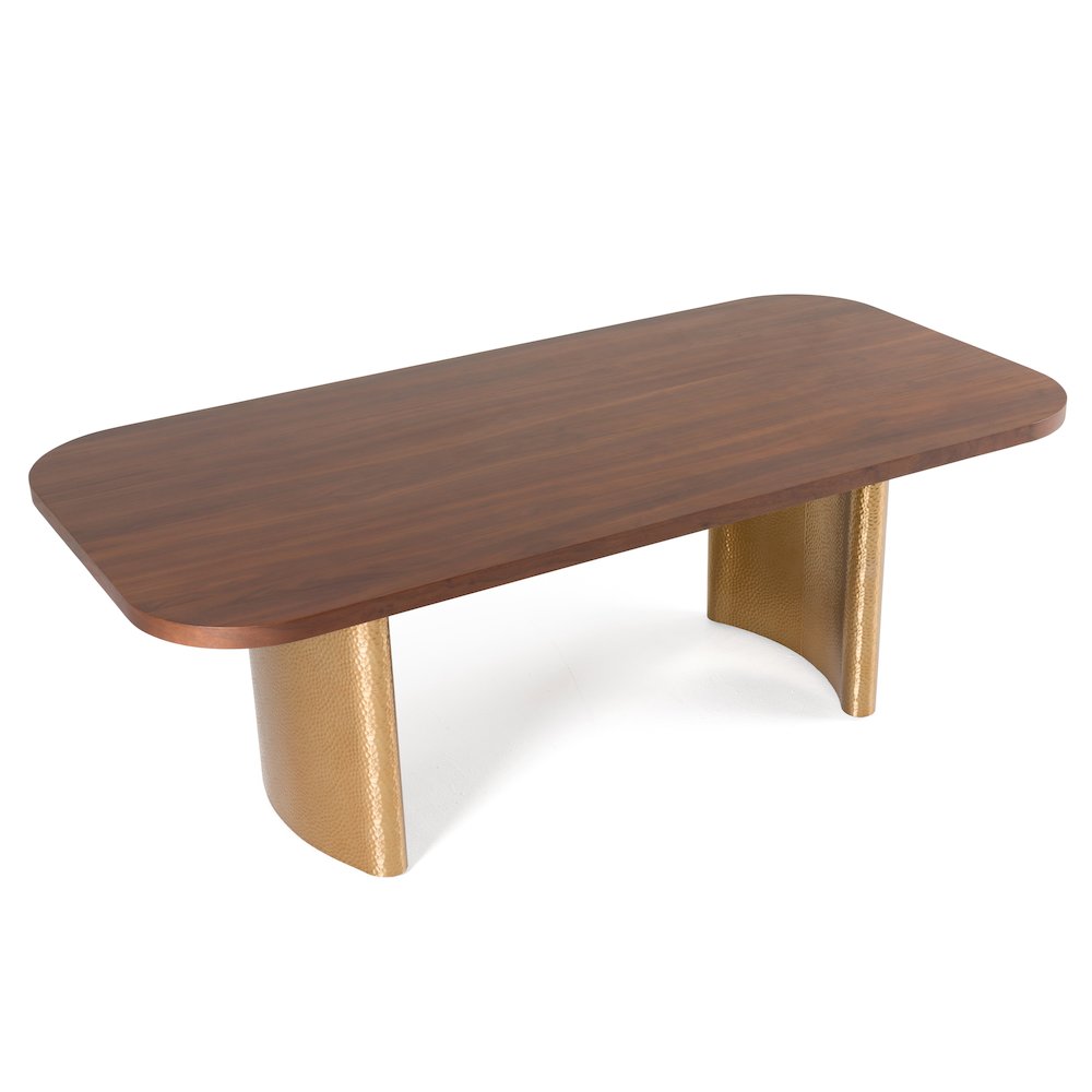 Modrest Marjorie - Modern Walnut + Brushed Gold Rectangular Dining Table. Picture 9