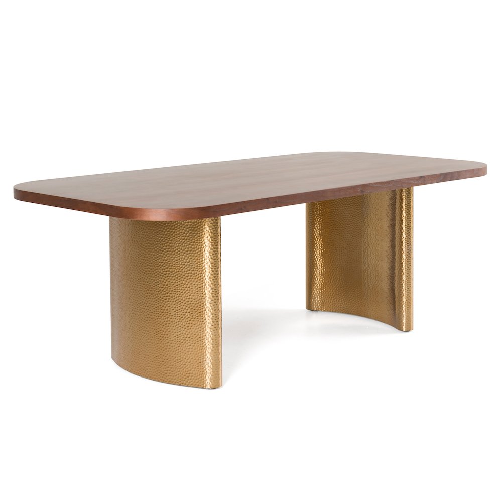Modrest Marjorie - Modern Walnut + Brushed Gold Rectangular Dining Table. Picture 10