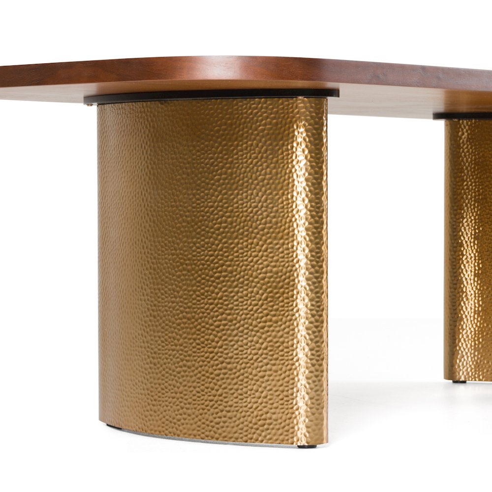Modrest Marjorie - Modern Walnut + Brushed Gold Rectangular Dining Table. Picture 12