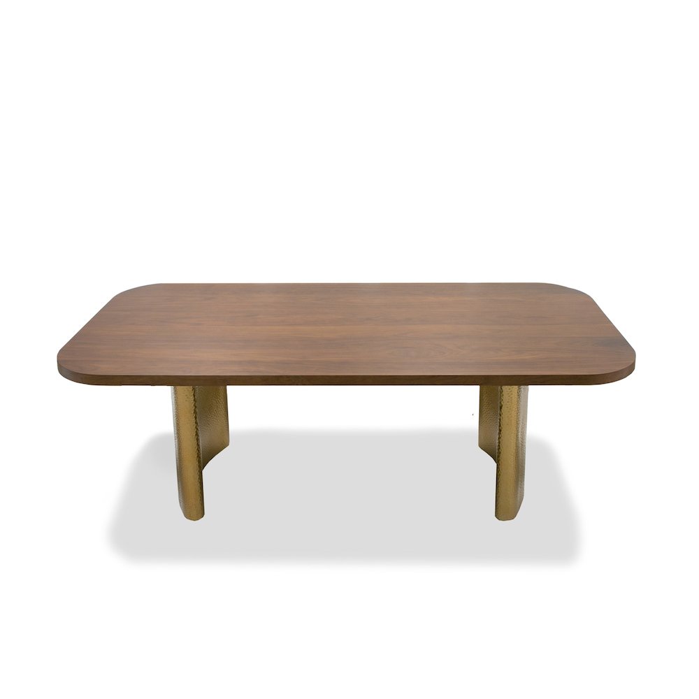 Modrest Marjorie - Modern Walnut + Brushed Gold Rectangular Dining Table. Picture 3
