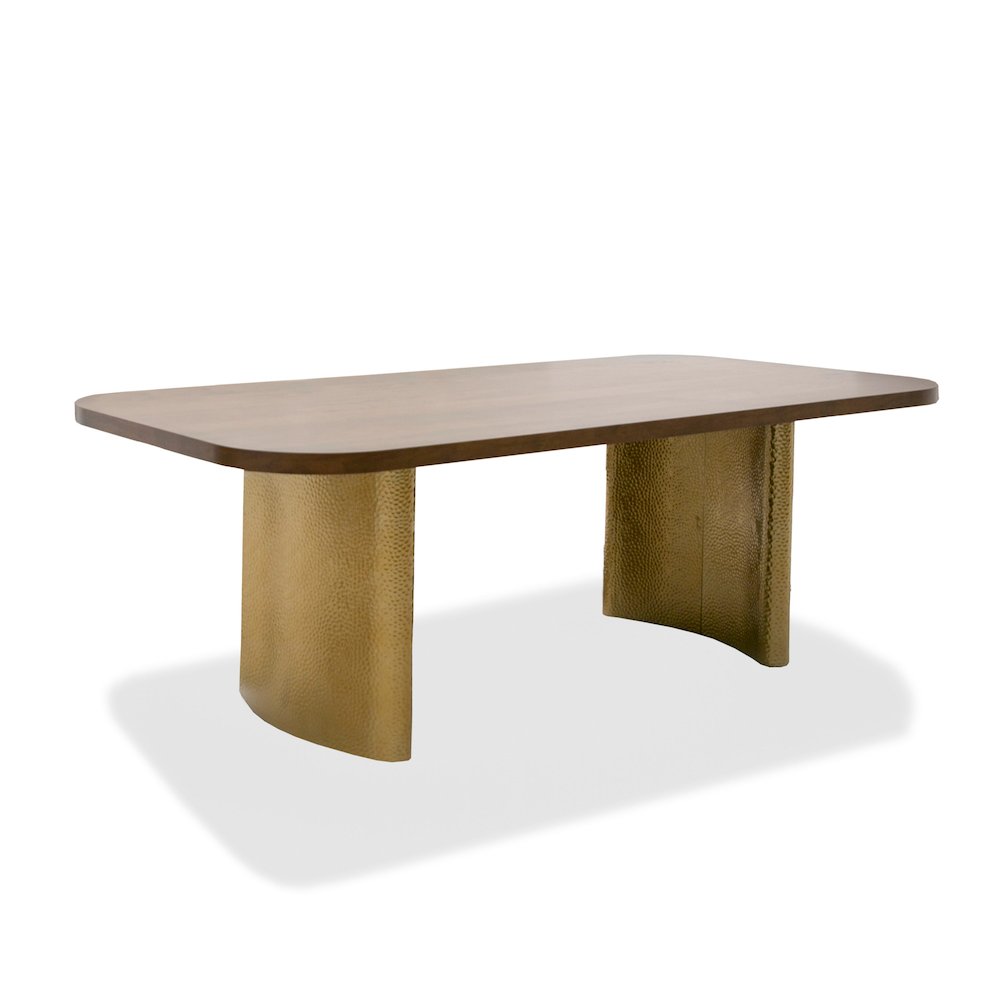 Modrest Marjorie - Modern Walnut + Brushed Gold Rectangular Dining Table. Picture 2