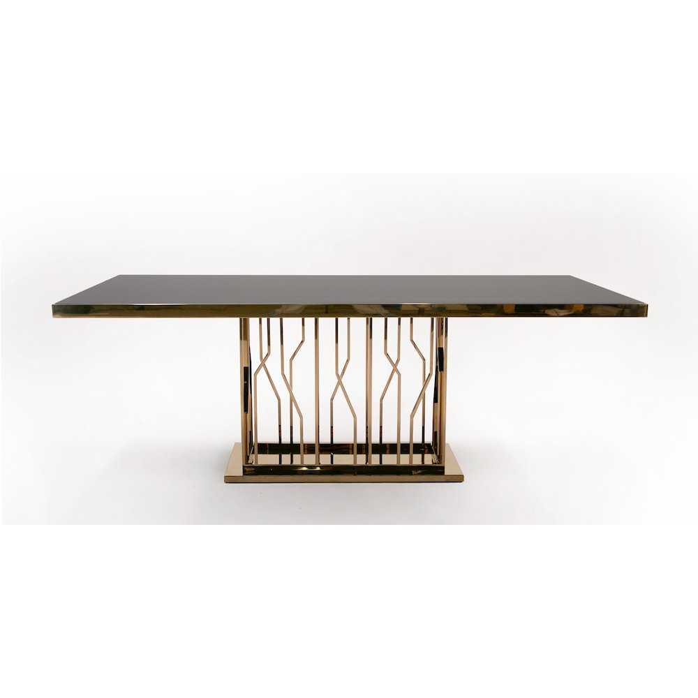 Modrest Marston Modern Black Glass & Rosegold Dining Table. Picture 6