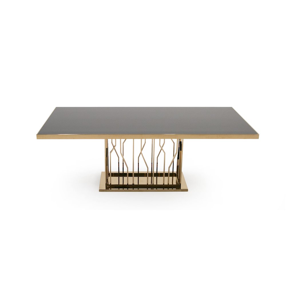 Modrest Marston Modern Black Glass & Rosegold Dining Table. Picture 7