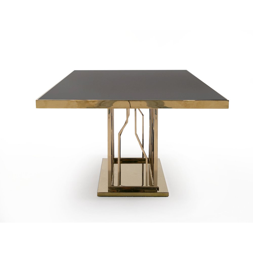 Modrest Marston Modern Black Glass & Rosegold Dining Table. Picture 8