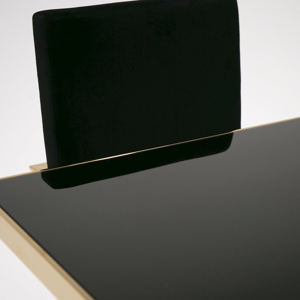 Modrest Marston Modern Black Glass & Rosegold Dining Table. Picture 9
