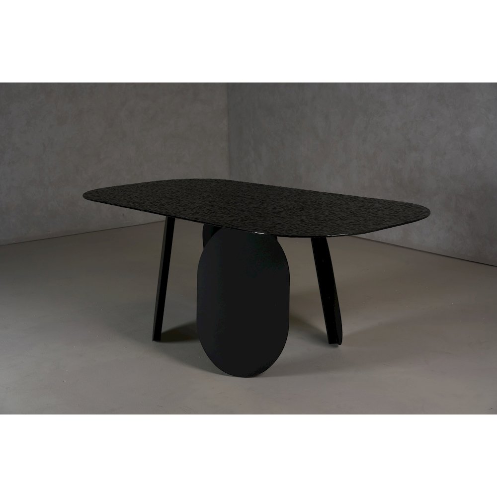 Modrest Maxine - Modern Hammered Grey Glass Rectangular Dining Table. Picture 7
