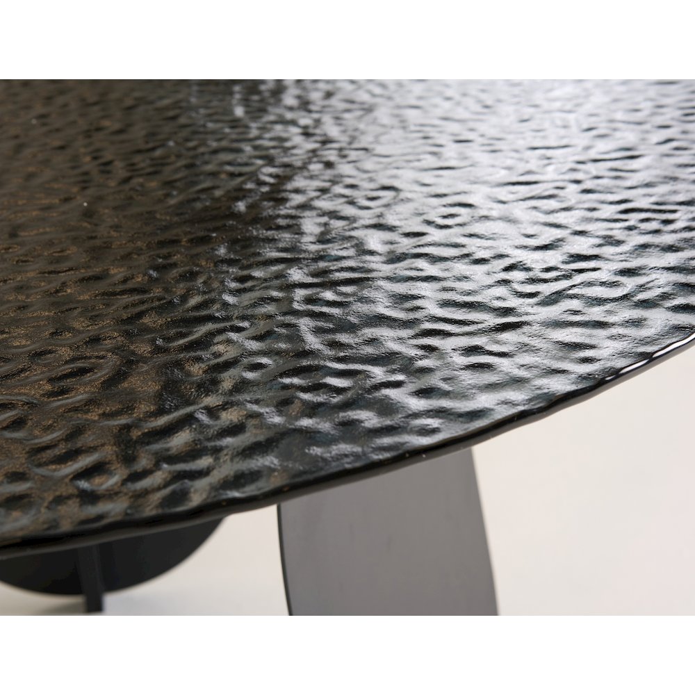 Modrest Maxine - Modern Hammered Grey Glass Round Dining Table. Picture 4