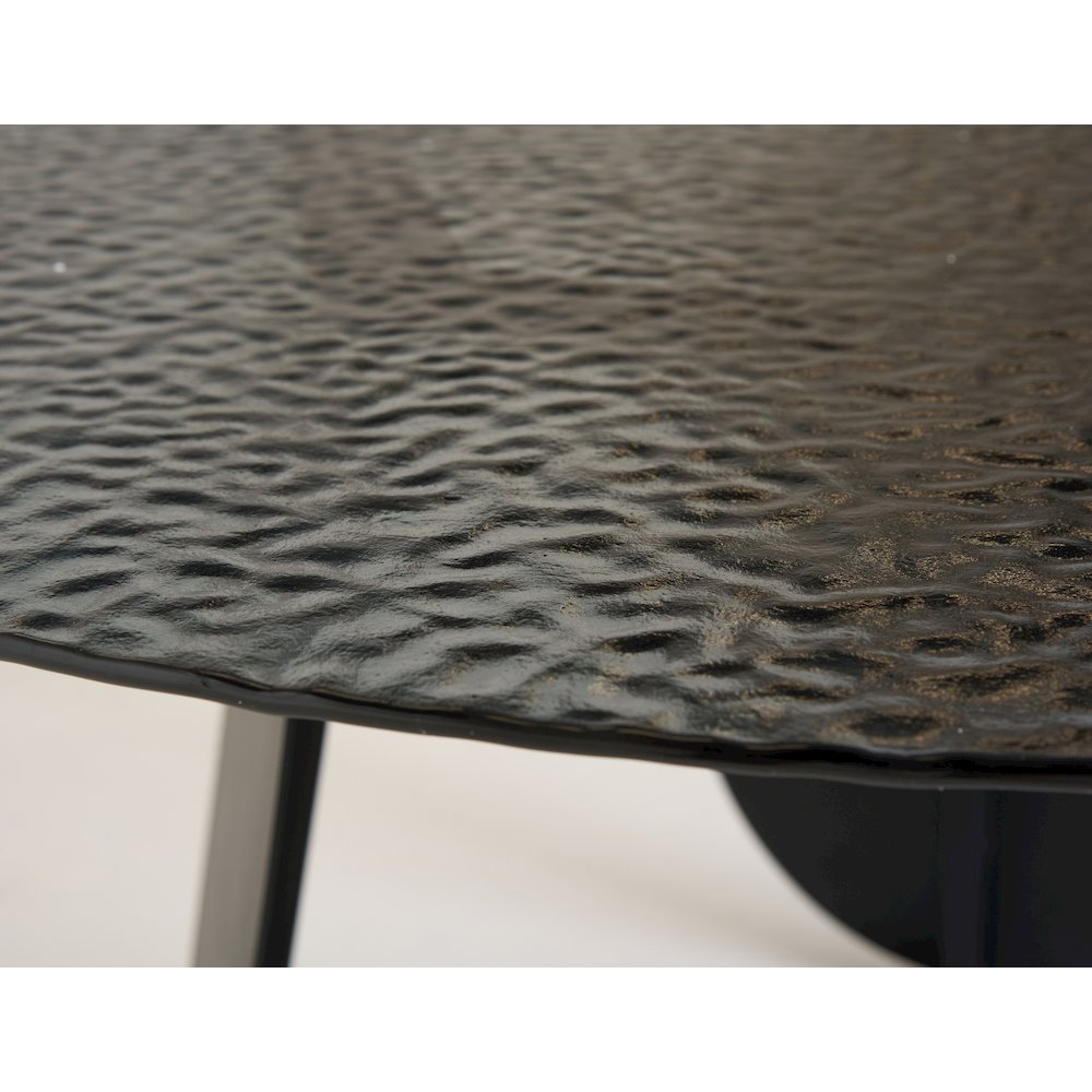Modrest Maxine - Modern Hammered Grey Glass Round Dining Table. Picture 5