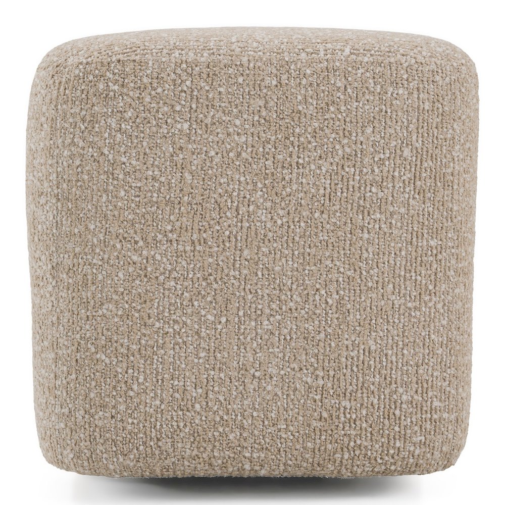 Mayfair - Contemporary Beige Fabric + Burl Bench Ottoman. Picture 8