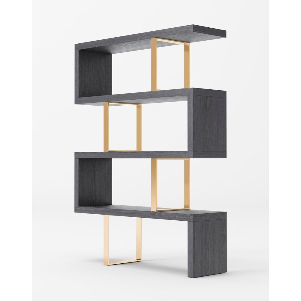 Modrest Maze - Elm Grey & Gold Bookcase. Picture 1