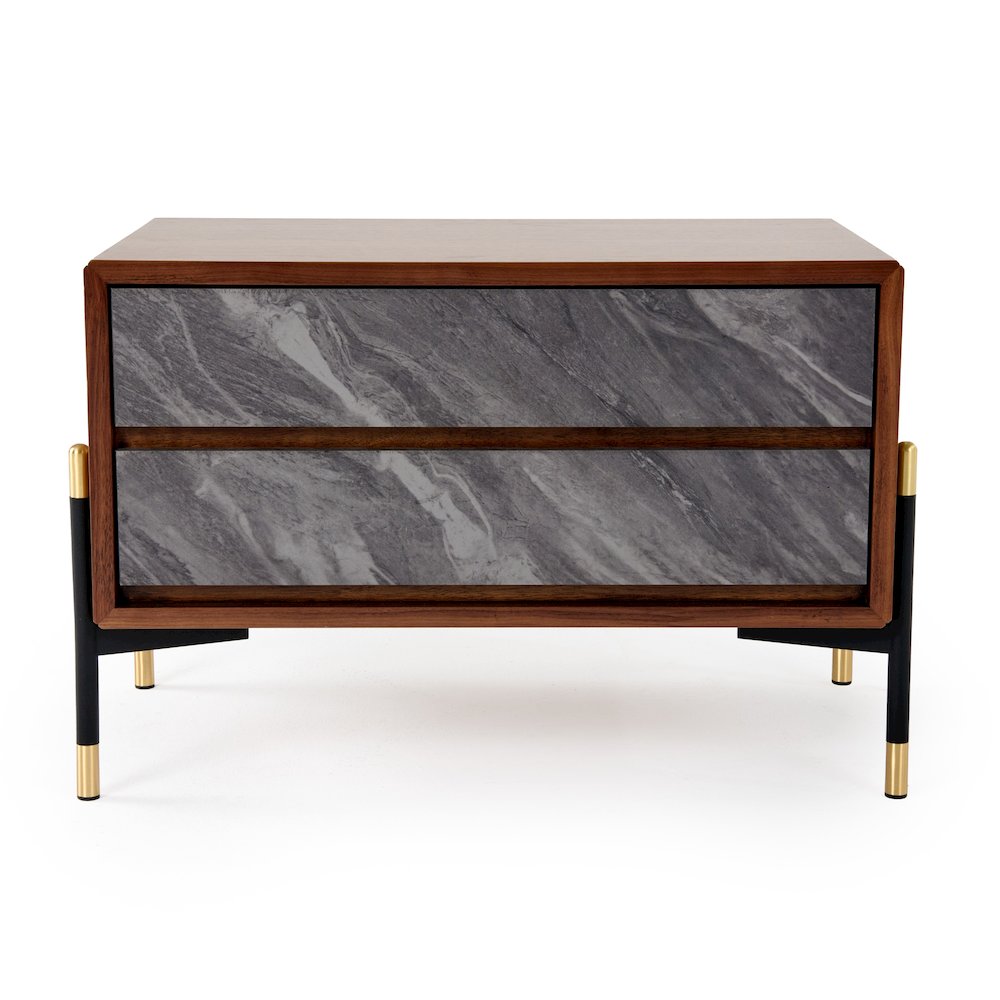 Nova Domus Metcalf - Mid-Century Walnut & Grey Nightstand. Picture 1