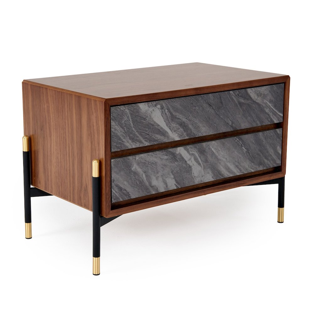 Nova Domus Metcalf - Mid-Century Walnut & Grey Nightstand. Picture 3