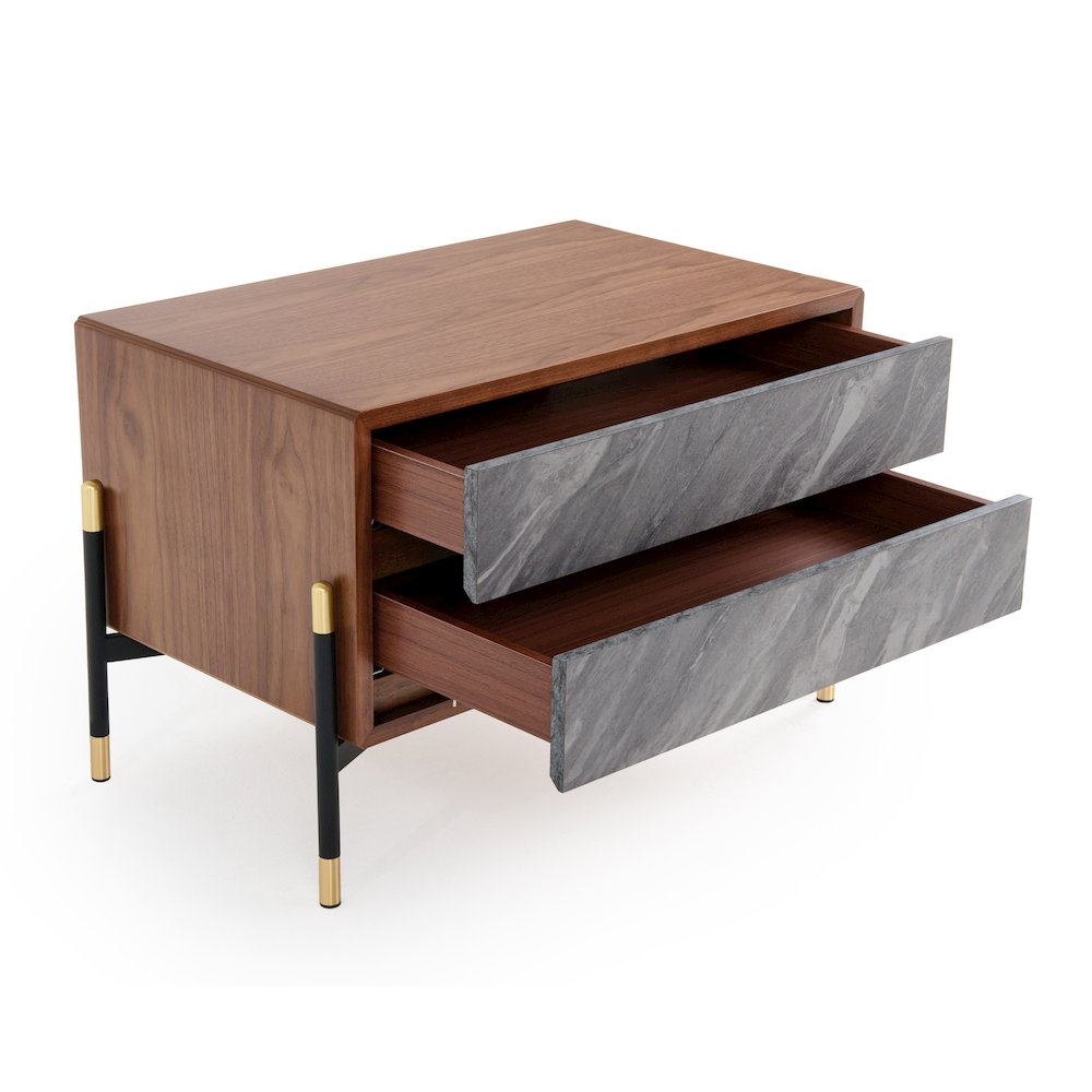 Nova Domus Metcalf - Mid-Century Walnut & Grey Nightstand. Picture 4
