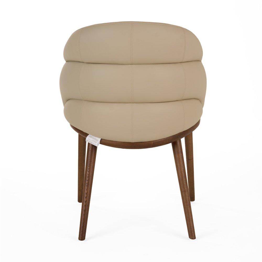 Modrest Michael - Mid-Century Modern Beige Vegan Leather + Walnut Dining Chair. Picture 4