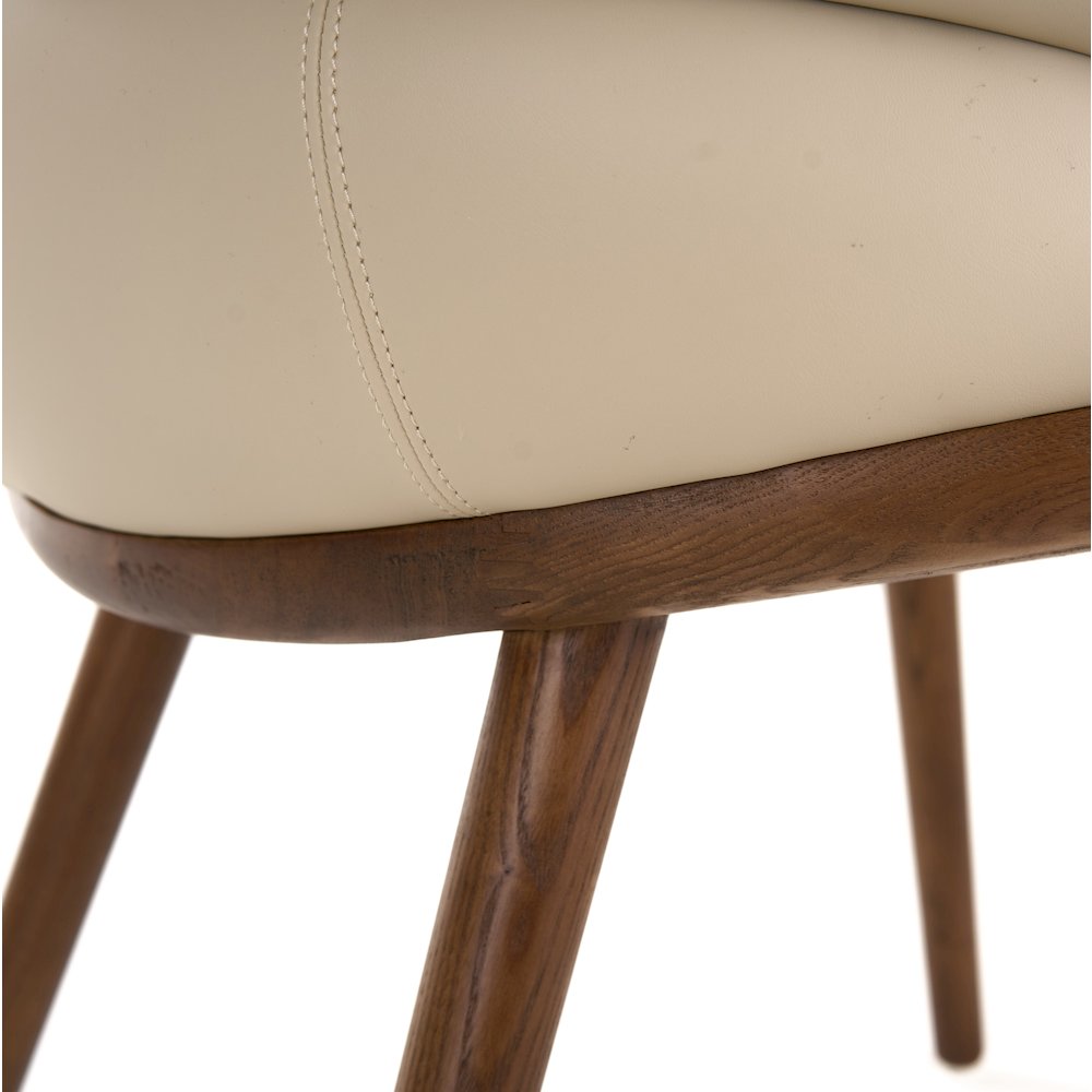 Modrest Michael - Mid-Century Modern Beige Vegan Leather + Walnut Dining Chair. Picture 5