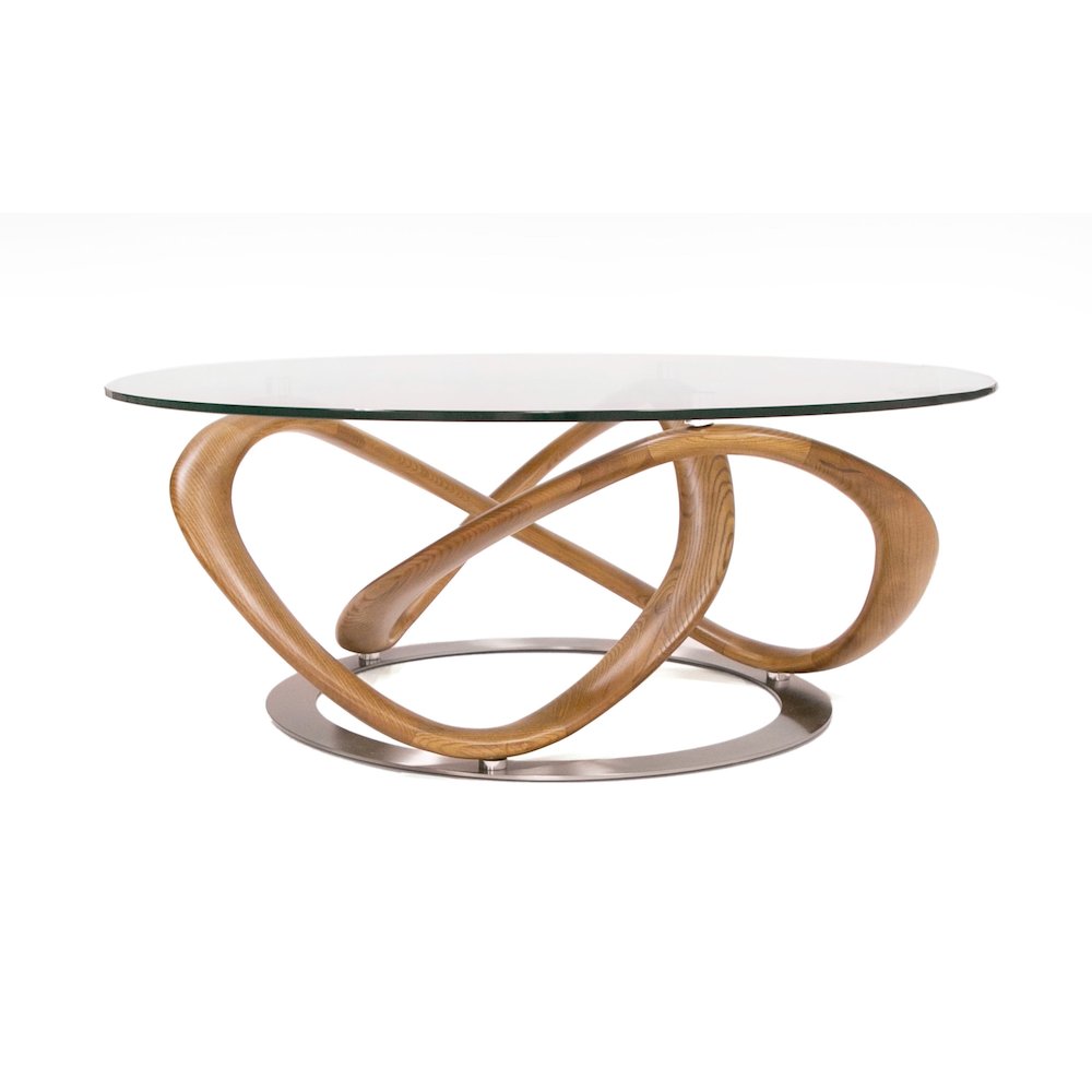Modrest Michele - Modern Glass + Walnut Coffee Table. Picture 2