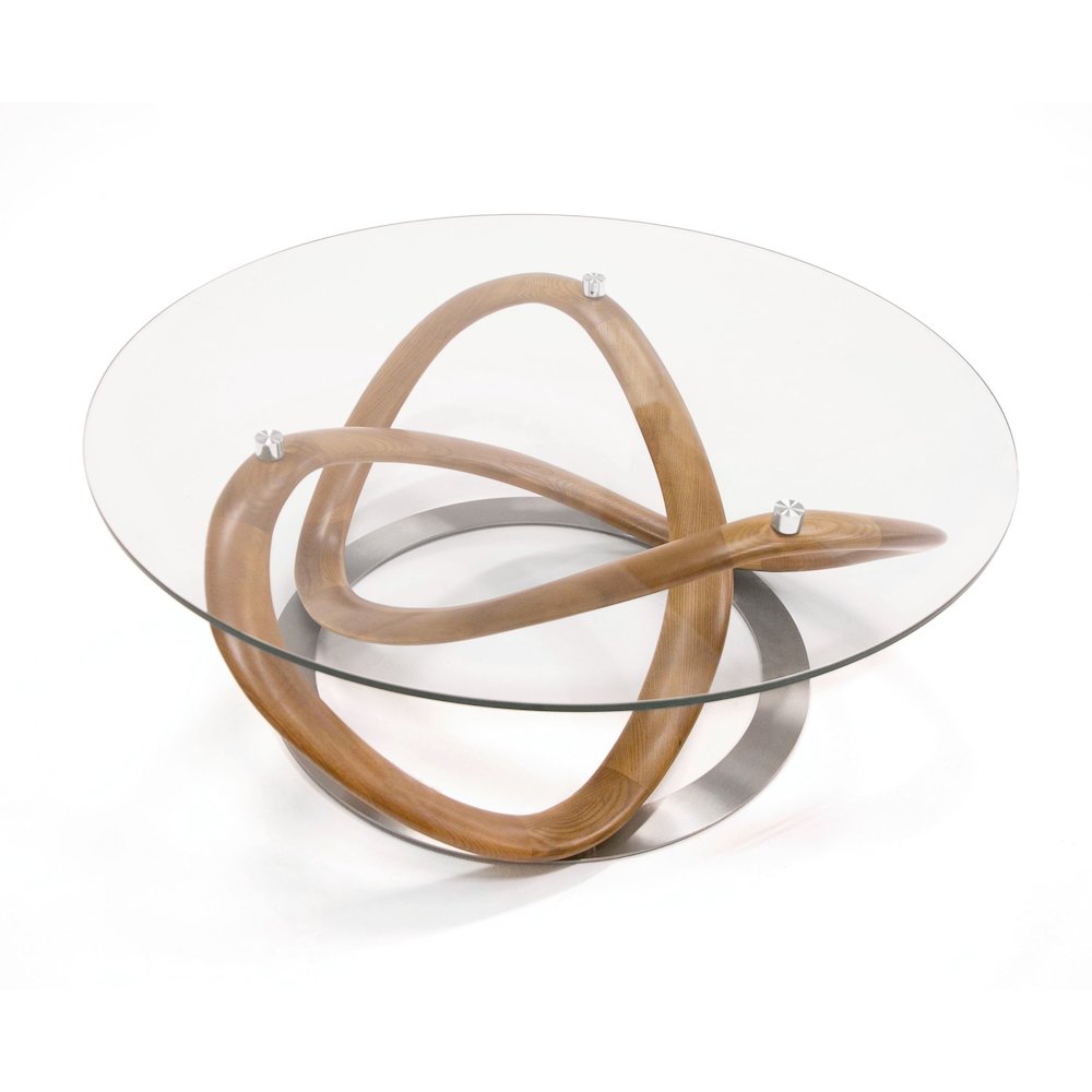Modrest Michele - Modern Glass + Walnut Coffee Table. Picture 3