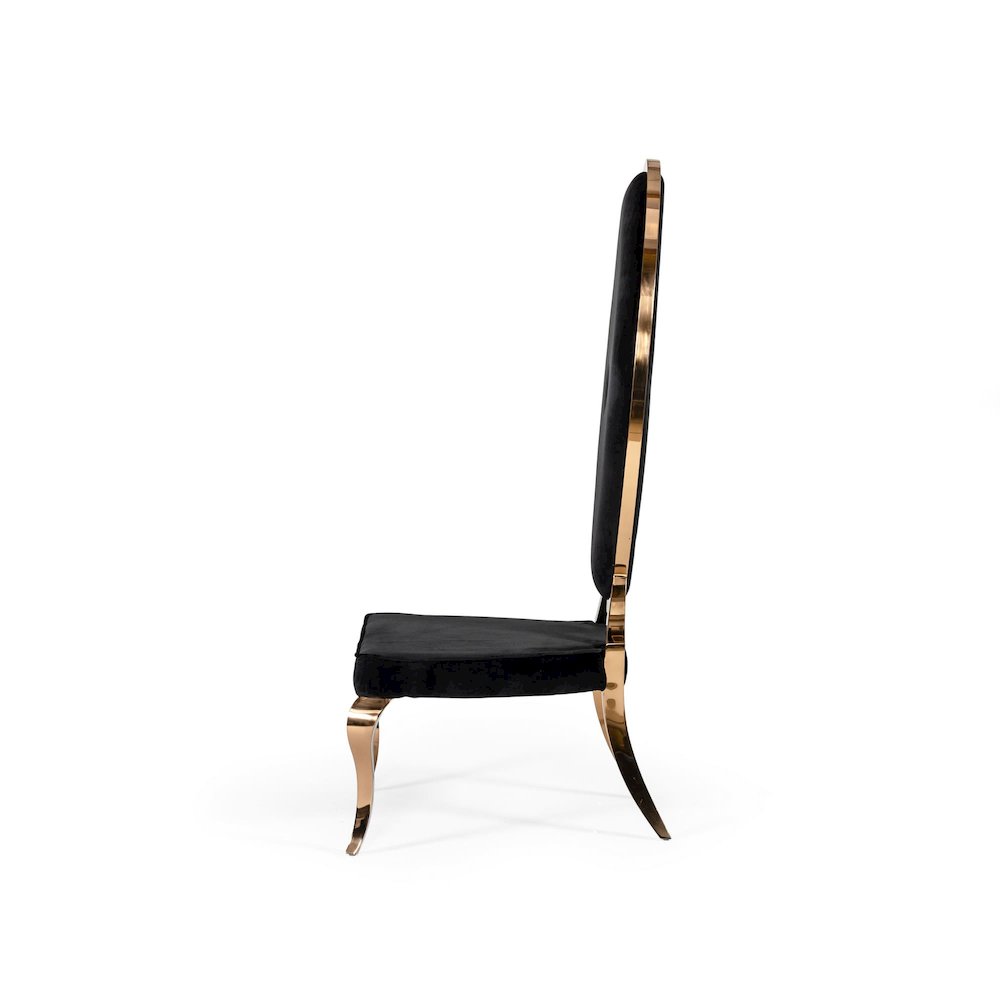 Modrest Mills - Modern Black Velvet Rosegold Dining Chair Set of 2. Picture 4