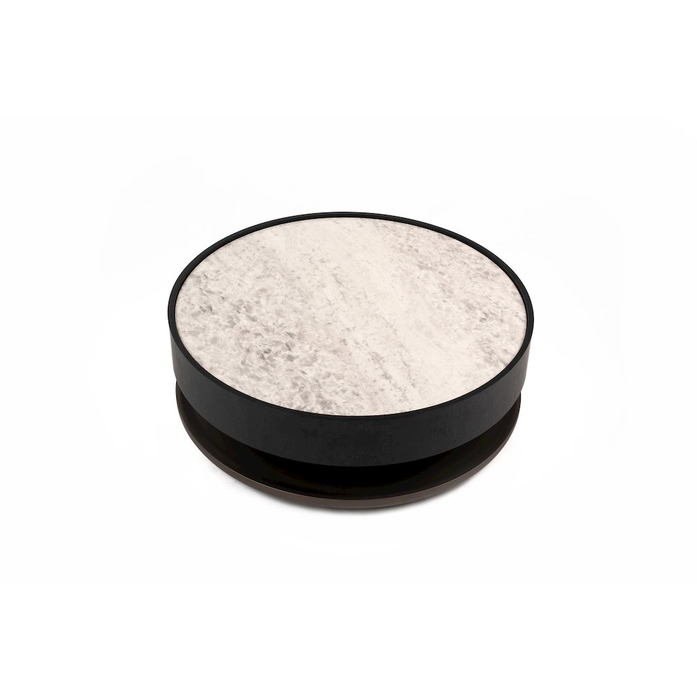 Modrest Miranda - Modern Ceramic + Black Oak Round Coffee Table. Picture 2