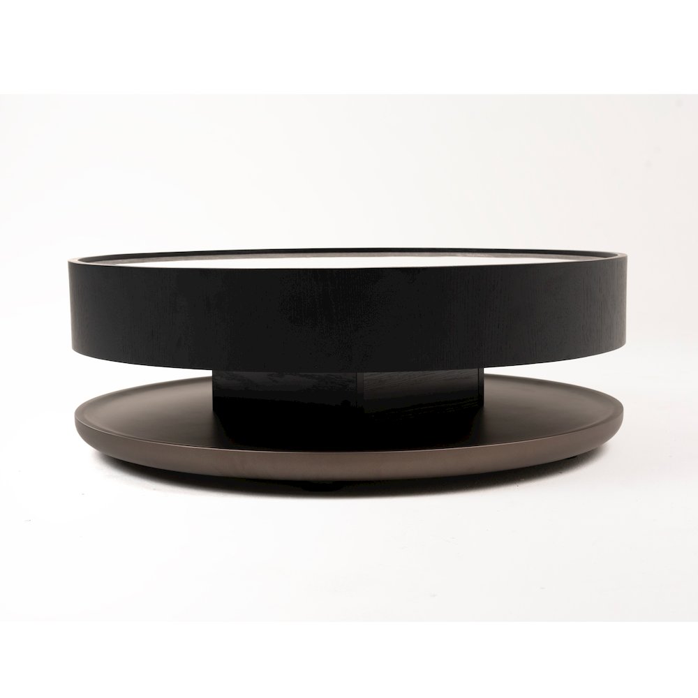 Modrest Miranda - Modern Ceramic + Black Oak Round Coffee Table. Picture 3