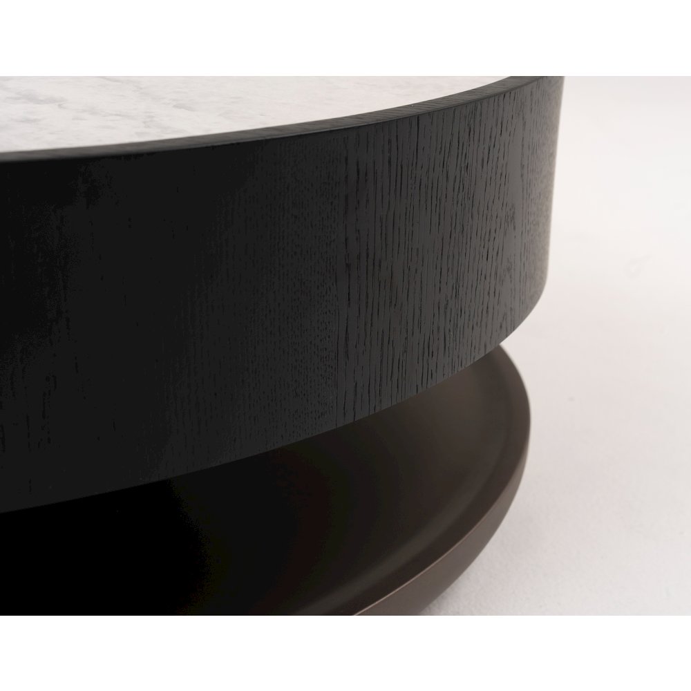 Modrest Miranda - Modern Ceramic + Black Oak Round Coffee Table. Picture 4