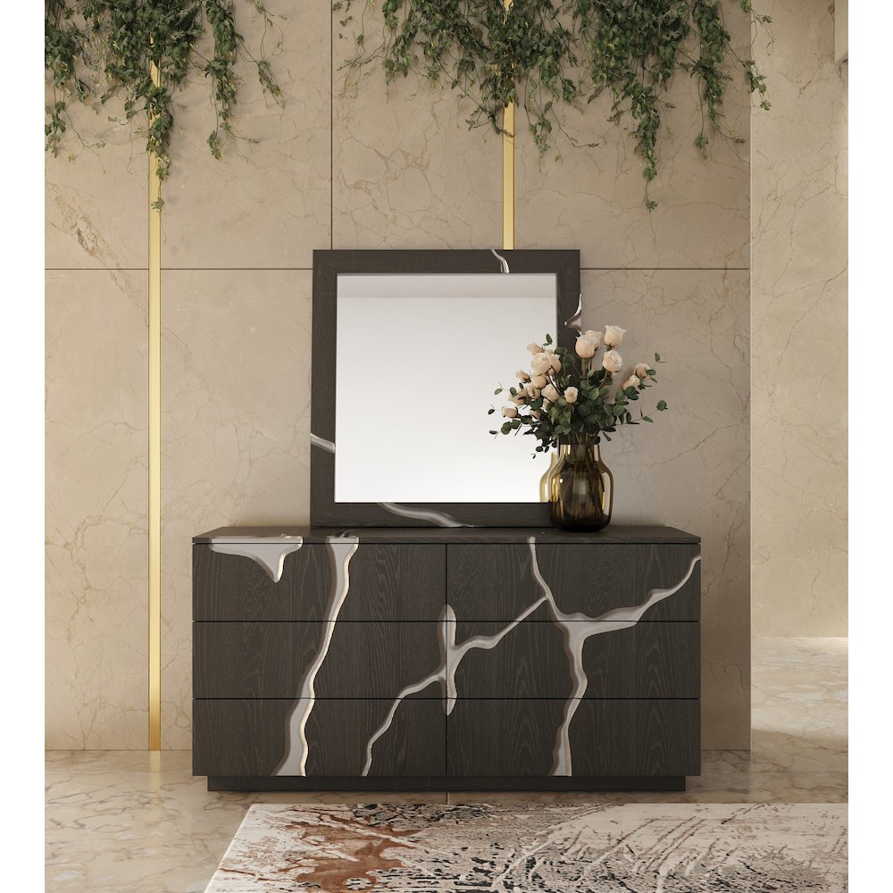 Modrest Aspen - Modern Matte Brown Ash & Silver Mirror. Picture 6