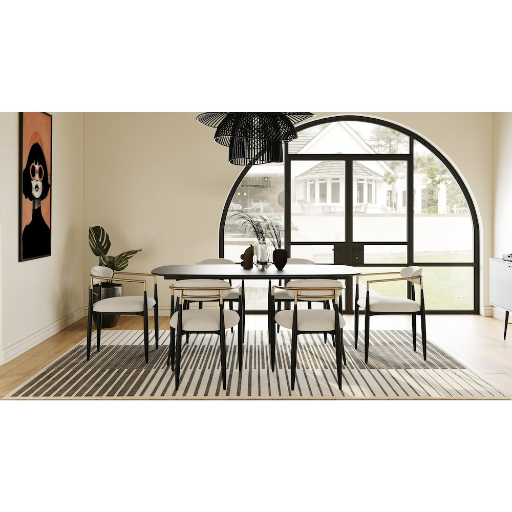 Modrest Billy Modern Black Oak & Gold Extendable Dining Table. Picture 9