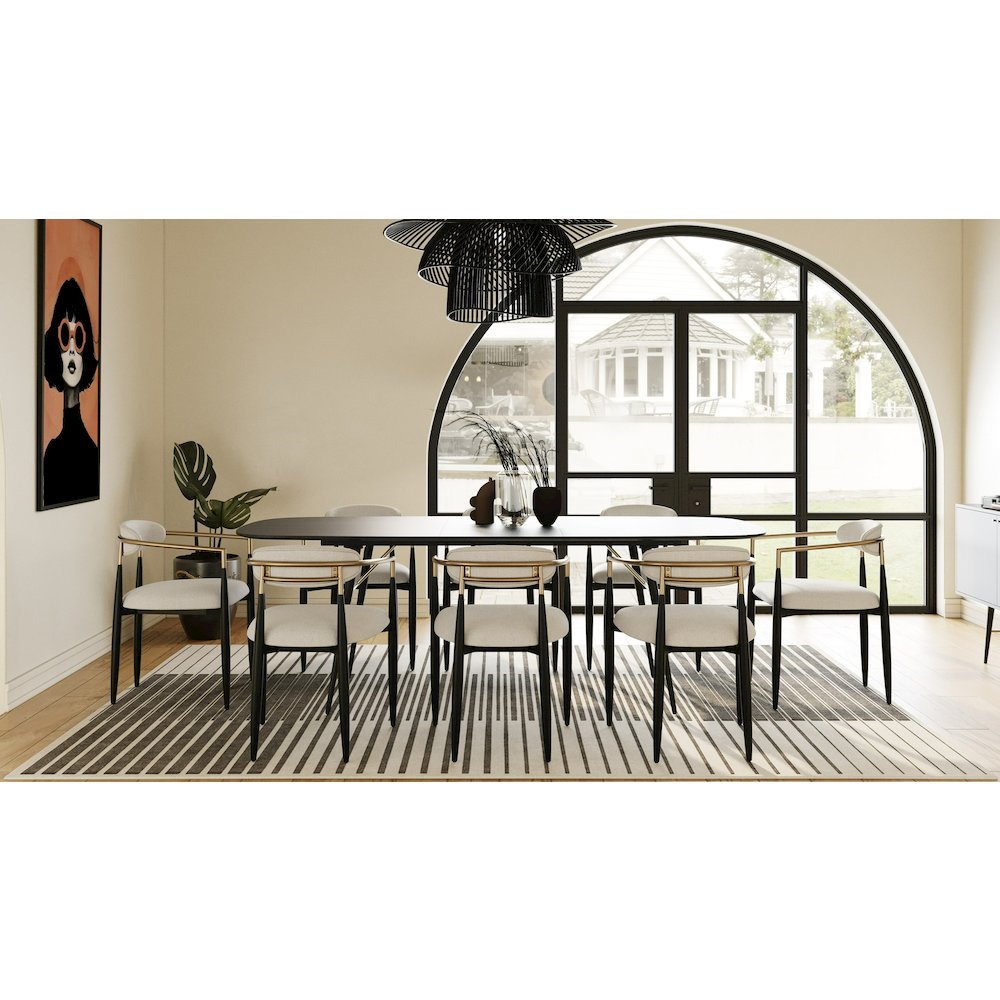 Modrest Billy Modern Black Oak & Gold Extendable Dining Table. Picture 11