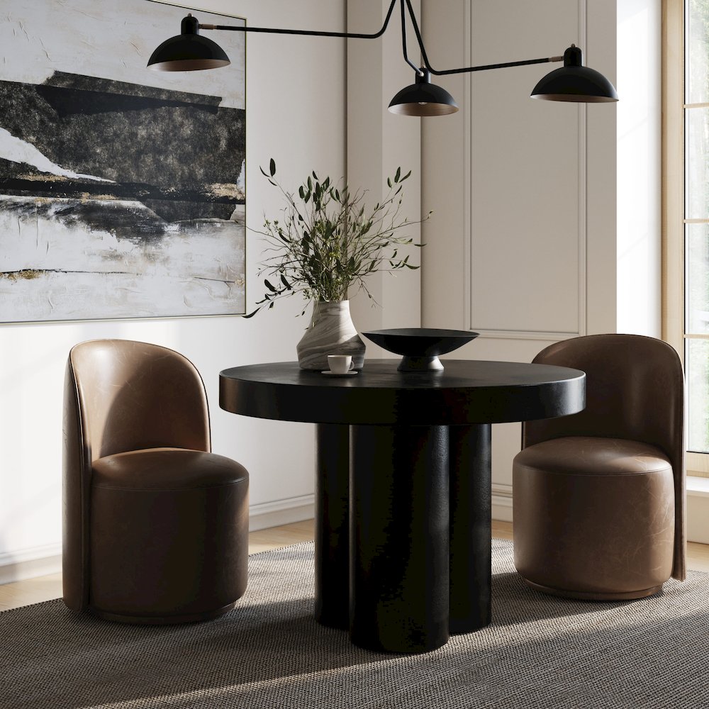 Modrest Bruni - Modern Black Concrete Round Dining Table. Picture 2